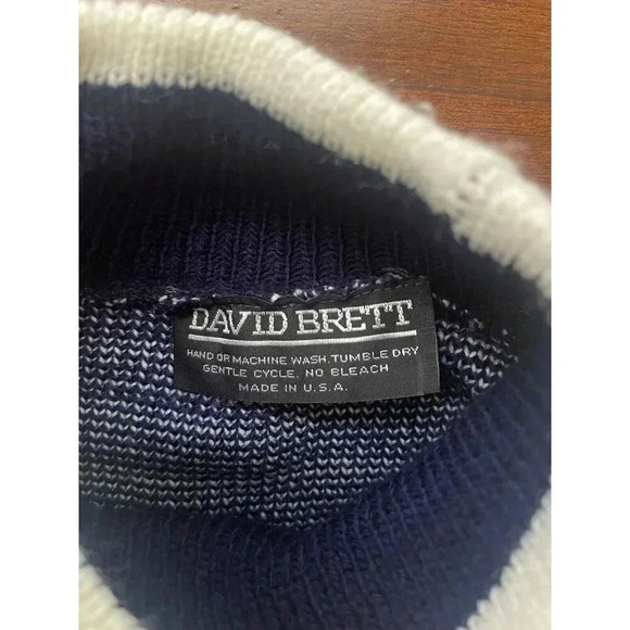 Vintage David Brett Women's Sweater M Blue & white Floral Mockneck retro y2k 80' - Picture 4 of 8